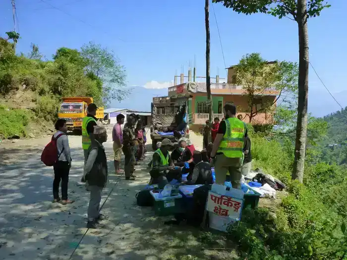 Roadside clinic for earthquake victims